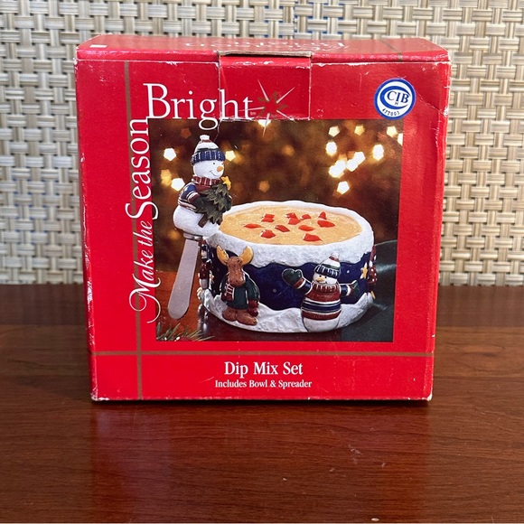 🎄NIB Christmas Dip Mix Set with Ceramic Bowl & Stainless Steel Spreader - Picture 4 of 9